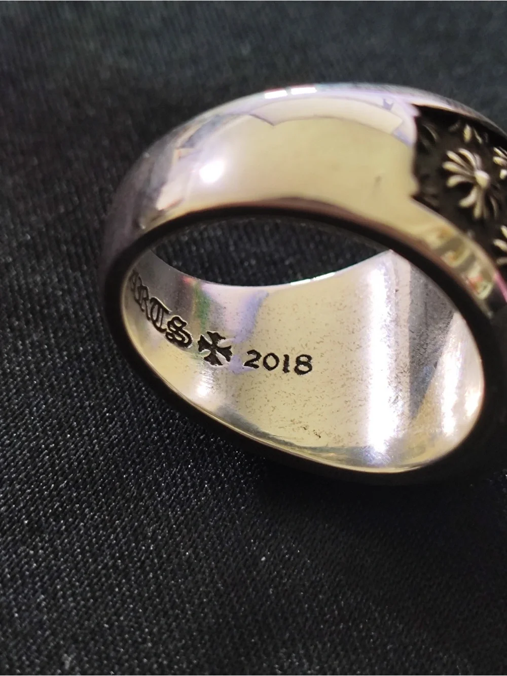 Chrome Hearts Silver Signet Ring with Floral Crest